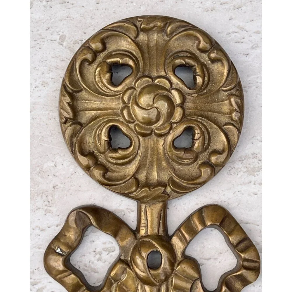 Brass Wall Ornament Bow VTG 16” Decor Chateau Chic Traditional French Country